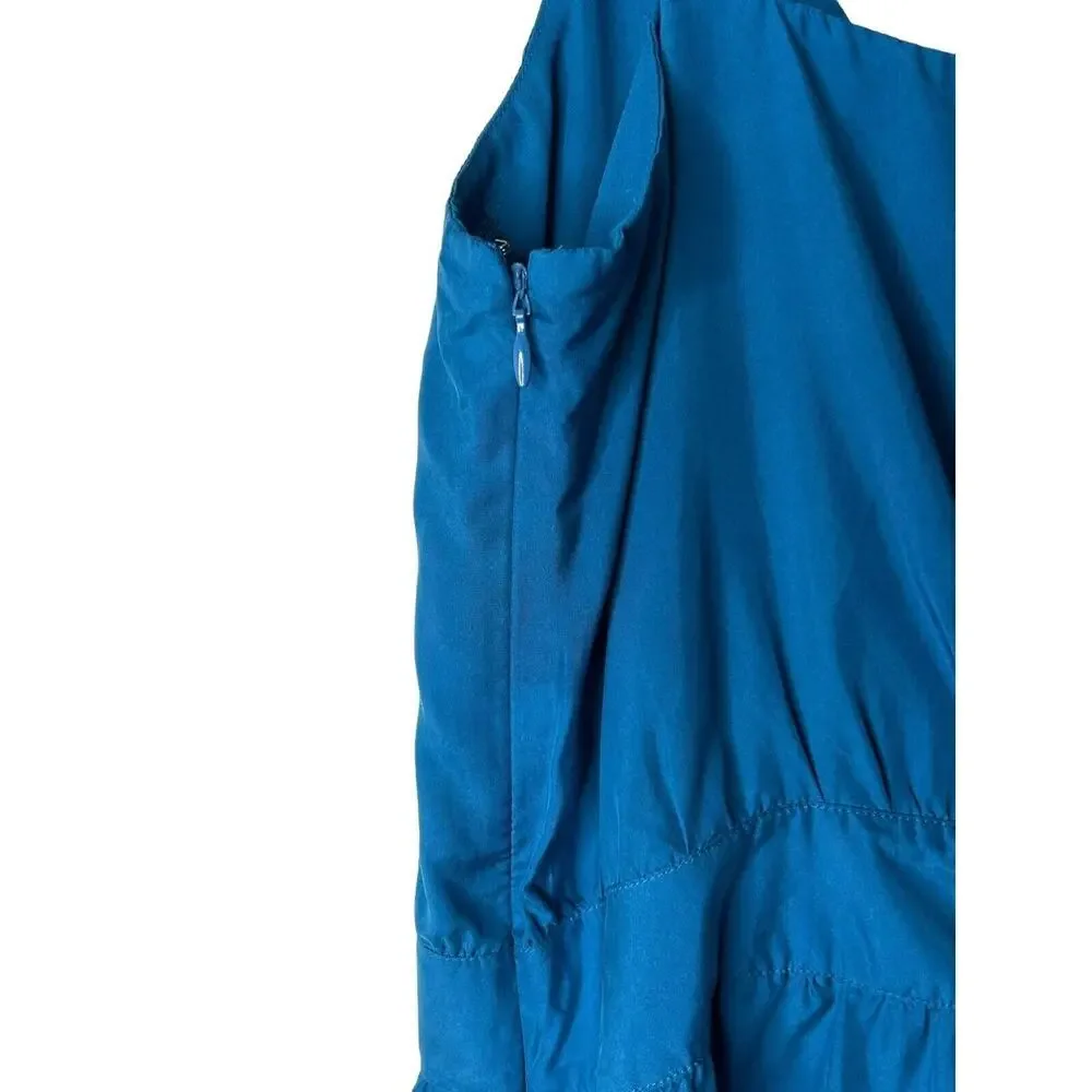 Ann Taylor Loft Dress Women Size 14 Blue Silk Sleeveless Ruffle Mini Fit N Flare - Picture 5 of 12